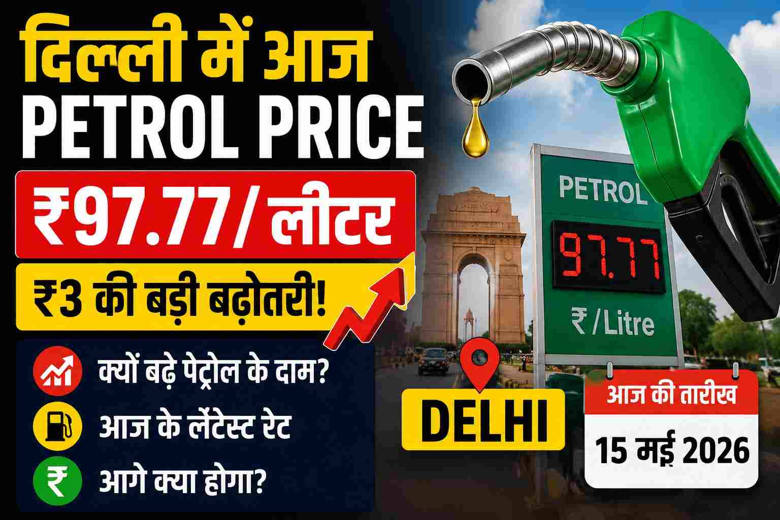 Delhi Petrol Price Today 15 May 2026
